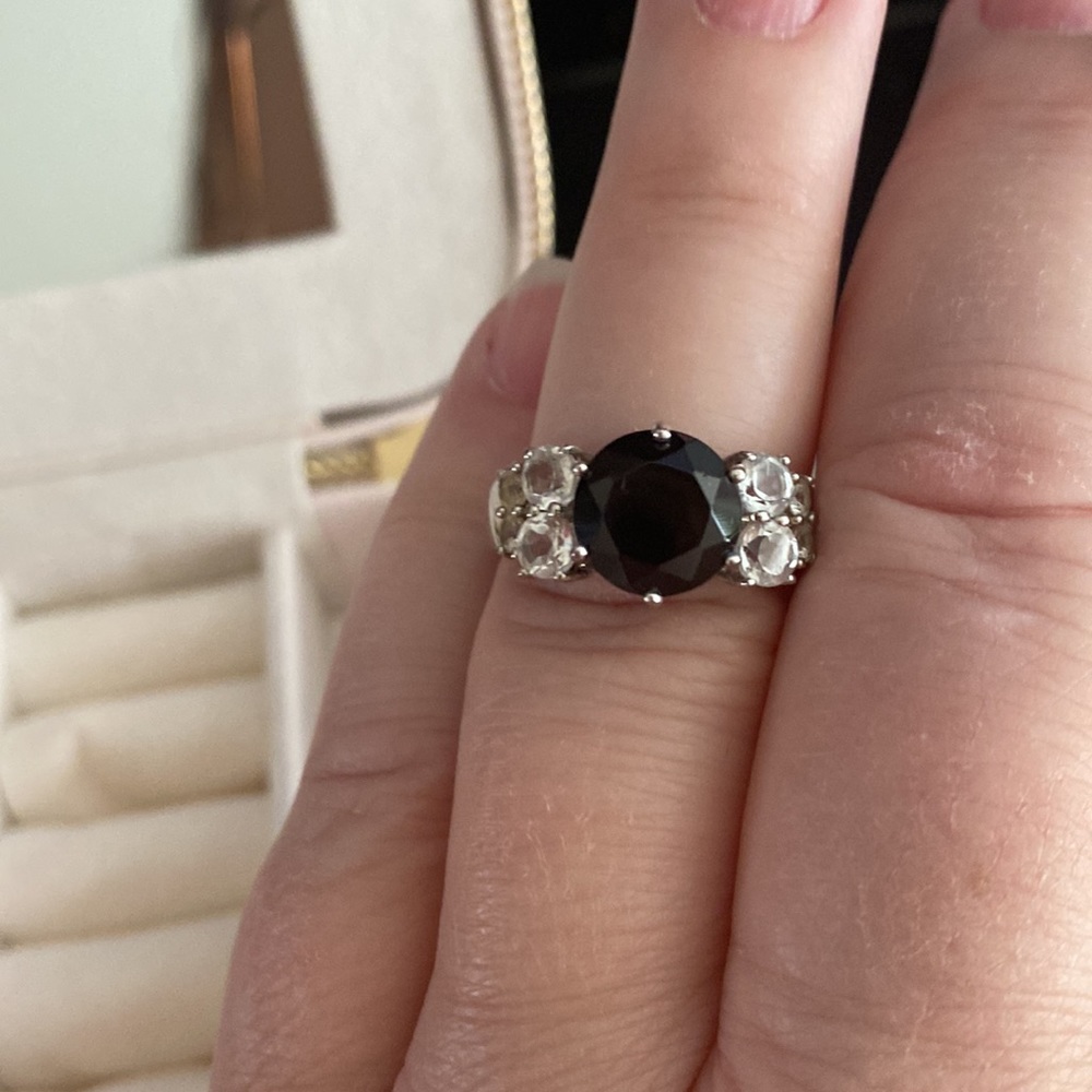 Genuine Black Spinel / White Topaz Ring. - Picture 7 of 7